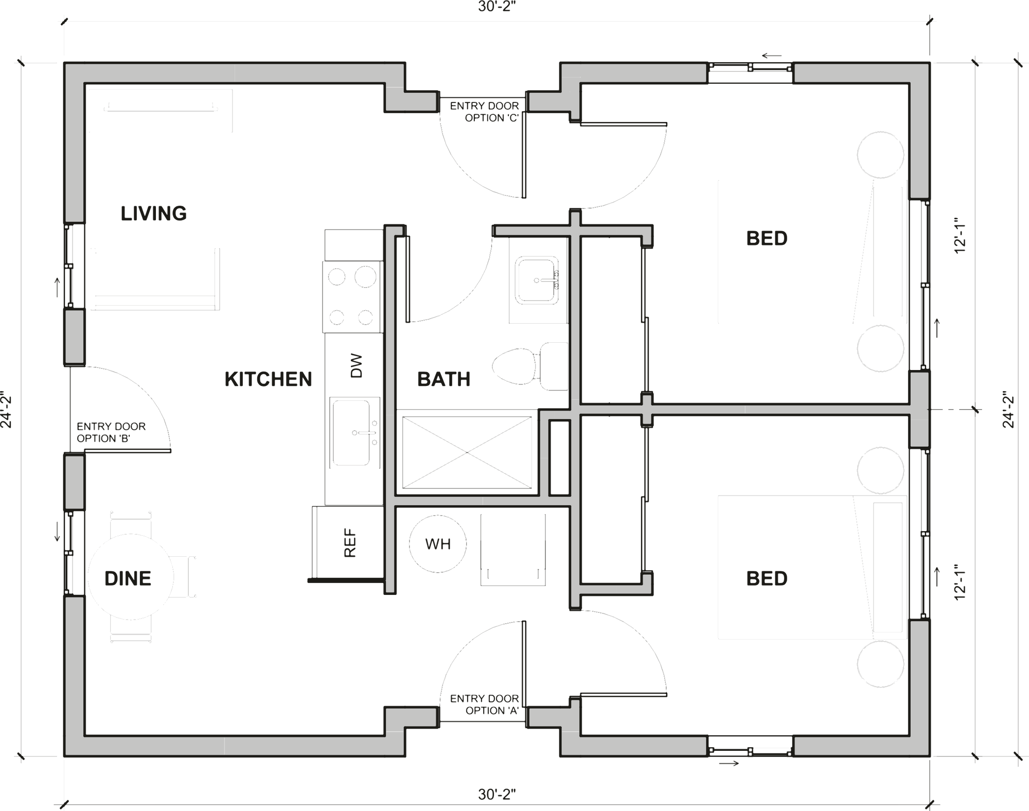 The Kestrel floor plan, 695 square feet